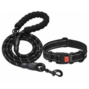 Correa 1,5 M + Collar Talla M Ladoogo De 40-50 Cm Para Perros