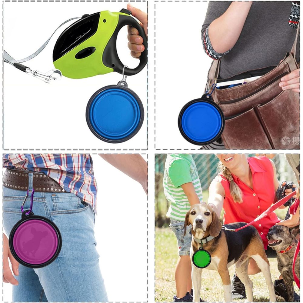 Paquete De 4 Comederos Plegables Para Perros Con Clip De Mosquetón - Imagen 3